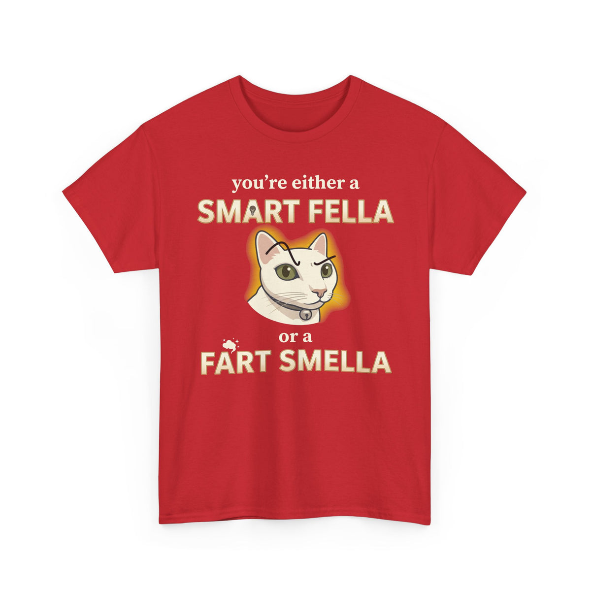 Funny Cat Tee — "You're Either a Smart Fella or a Fart Smella"