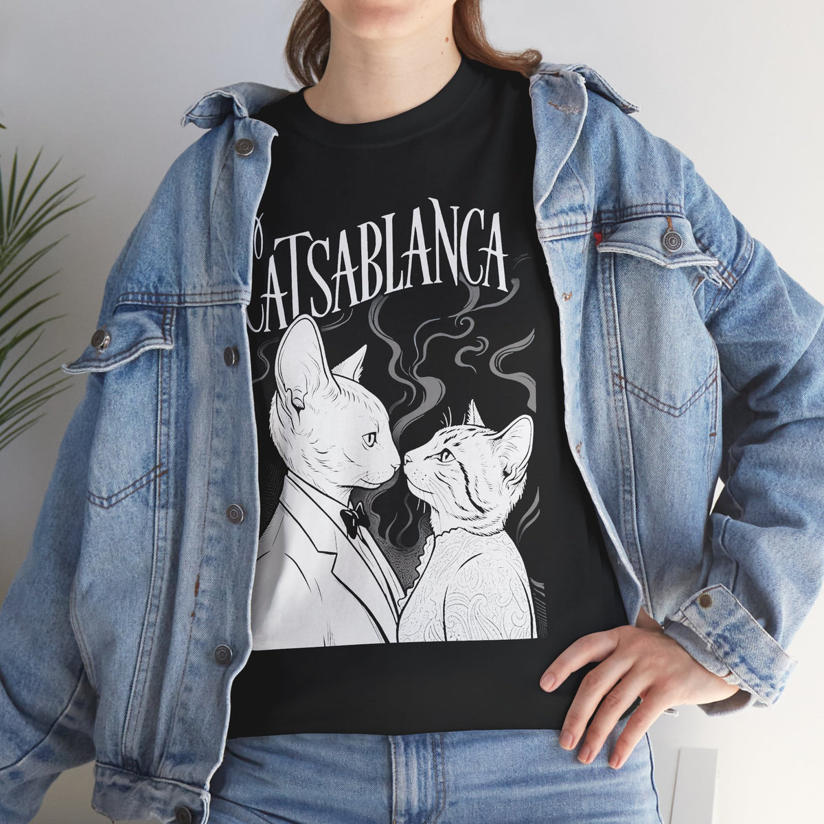 Catsablanca Graphic Tee — Retro Noir Cat Movie Parody T-Shirt