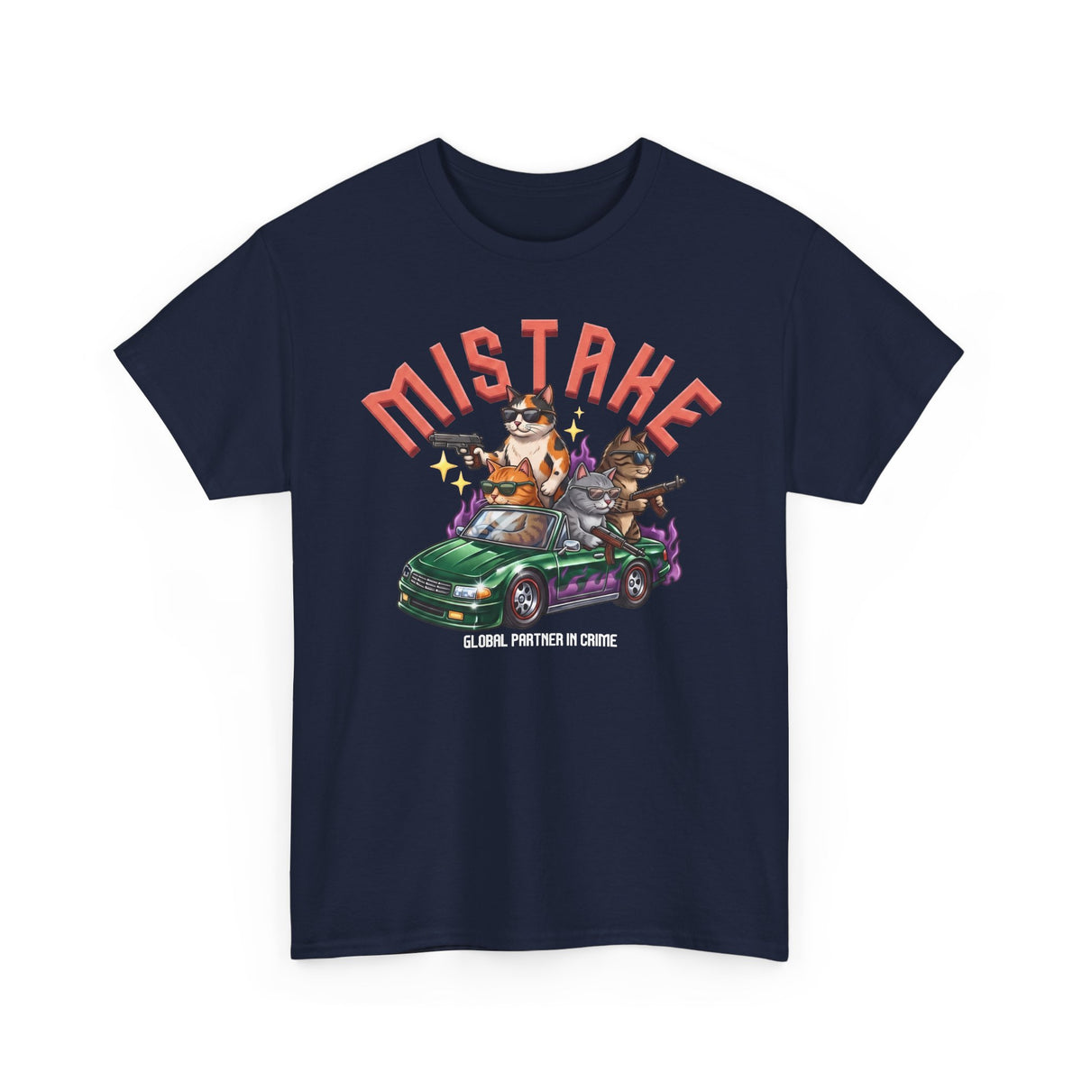 Mistake Global Partner In Crime T-Shirt — Funny Gangster Cat Convertible Tee