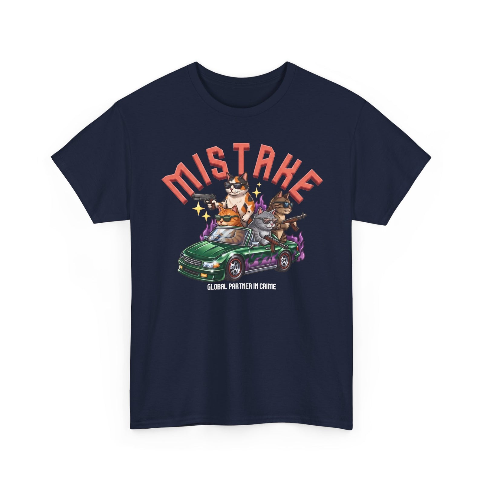 Mistake Global Partner In Crime T-Shirt — Funny Gangster Cat Convertible Tee