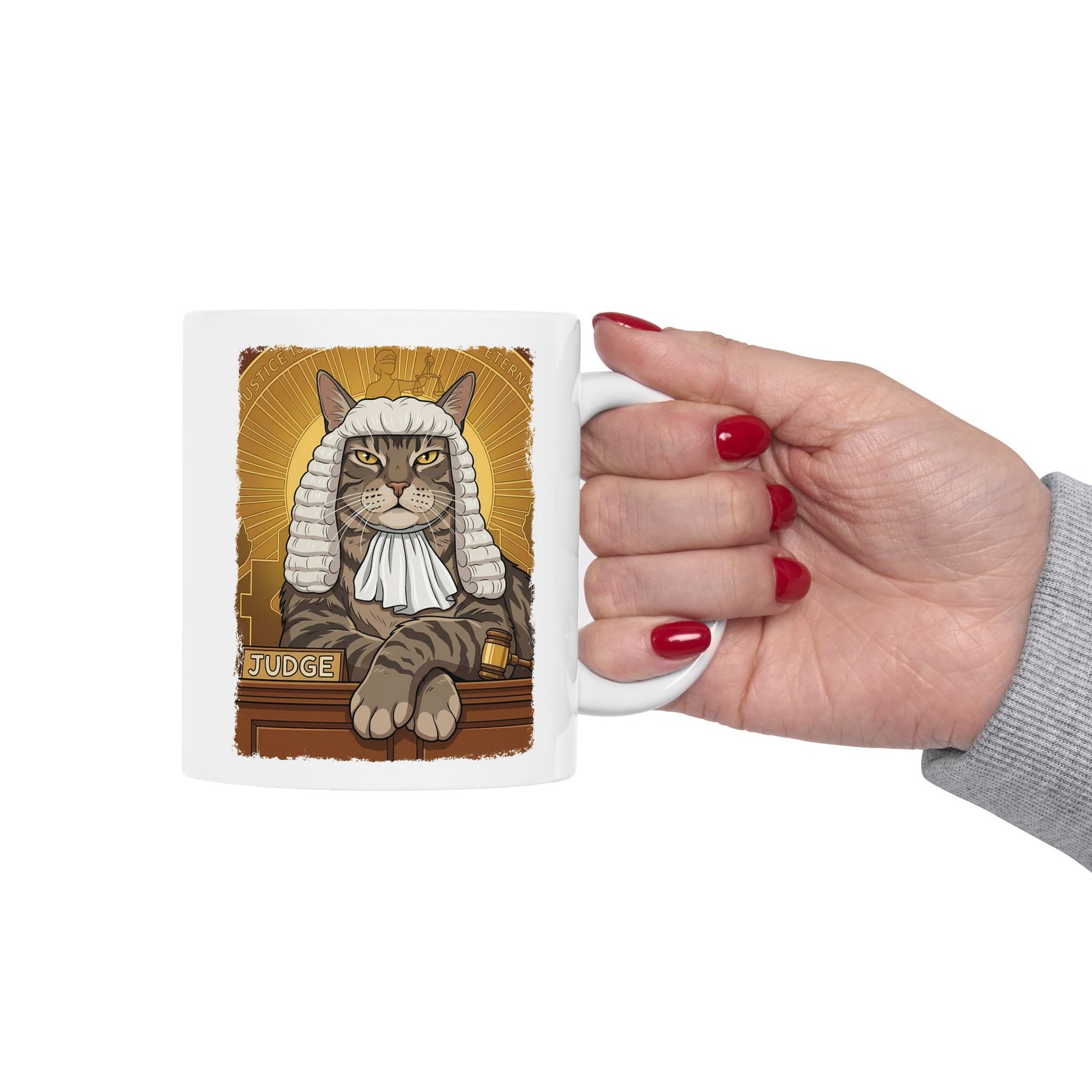 Cat Judge Ceramic Mug  Funny Cat Lawyer / Judge Graphic Mug
