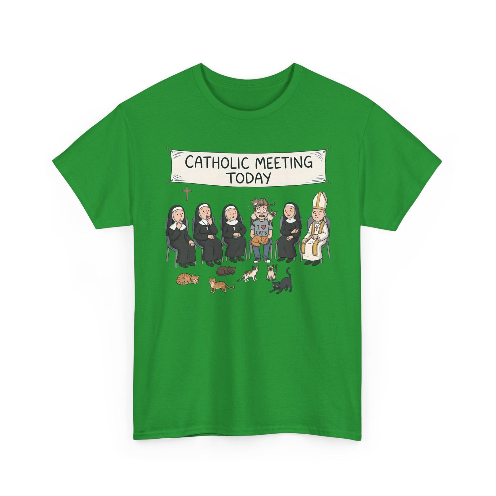 Catholic Meeting Today Funny Cat Lovers T-Shirt