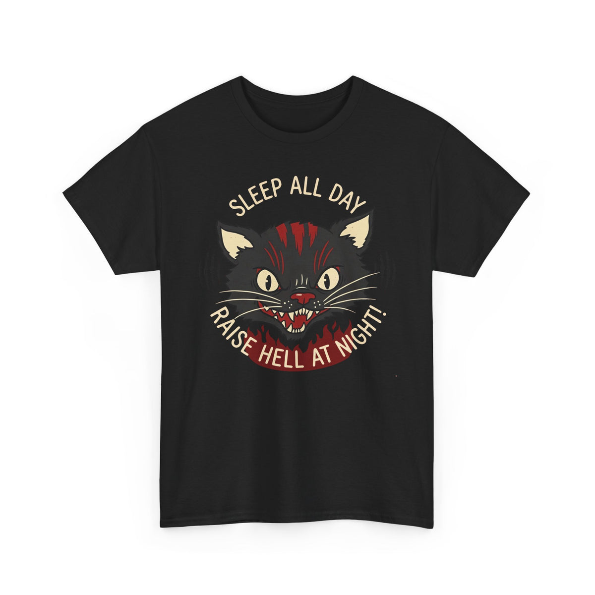 Funny Cat 'Sleep All Day, Raise Hell At Night' T-Shirt