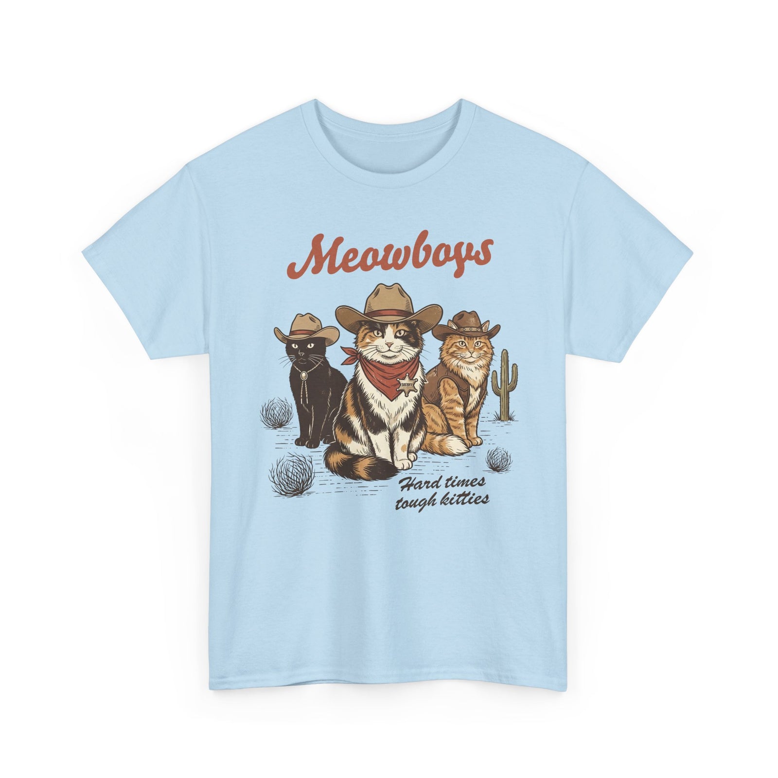 Meowboys Cat Cowboy T-Shirt — Funny Western Cat Tee for Cat Lovers