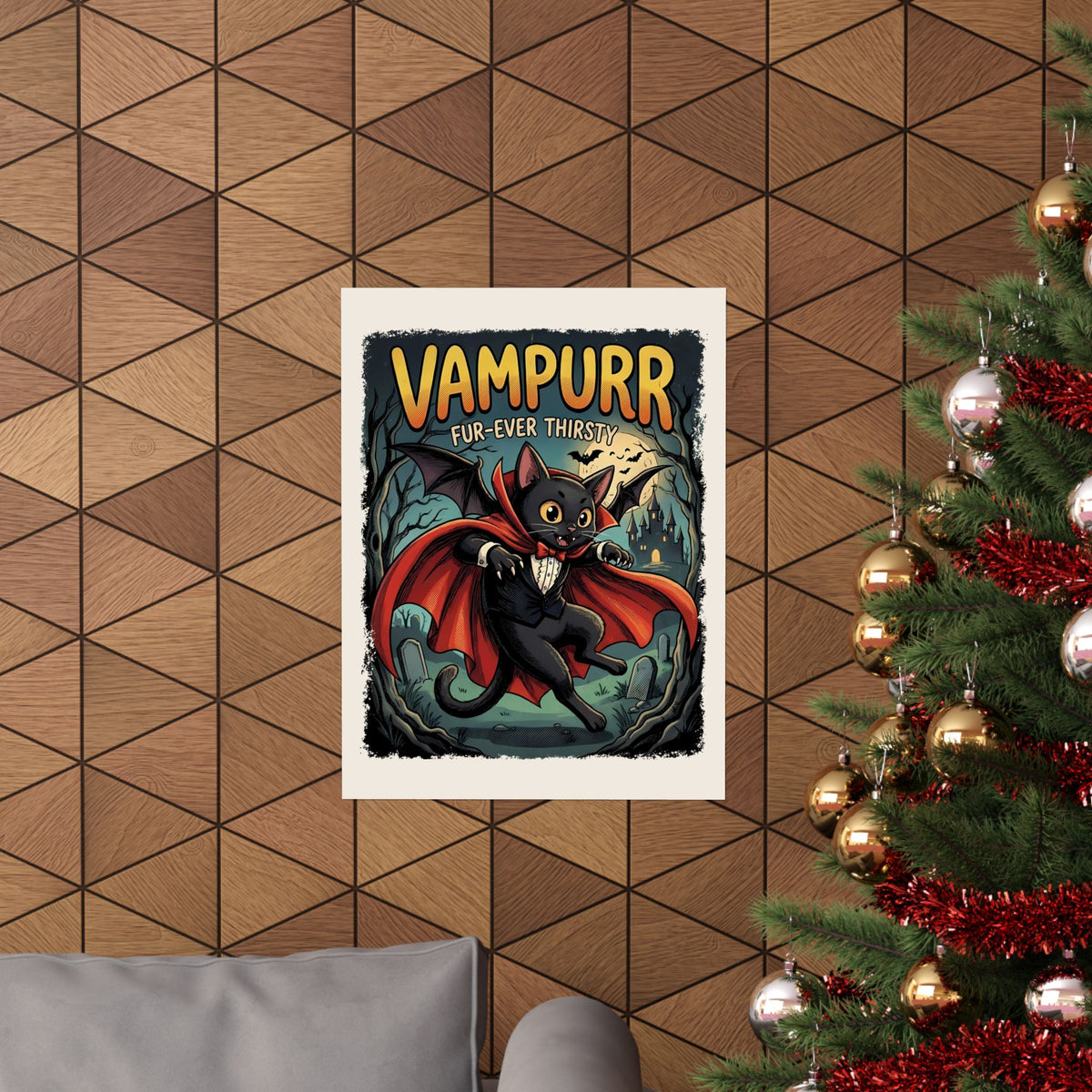 Vampurr 'Fur-ever Thirsty' Cat Vampire Poster