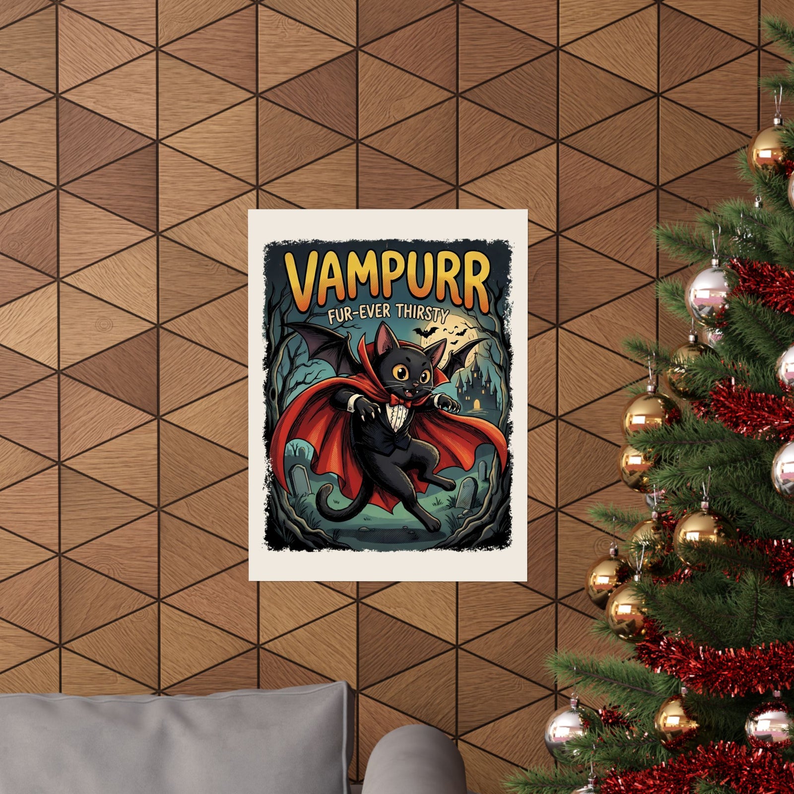 Vampurr 'Fur-ever Thirsty' Cat Vampire Poster