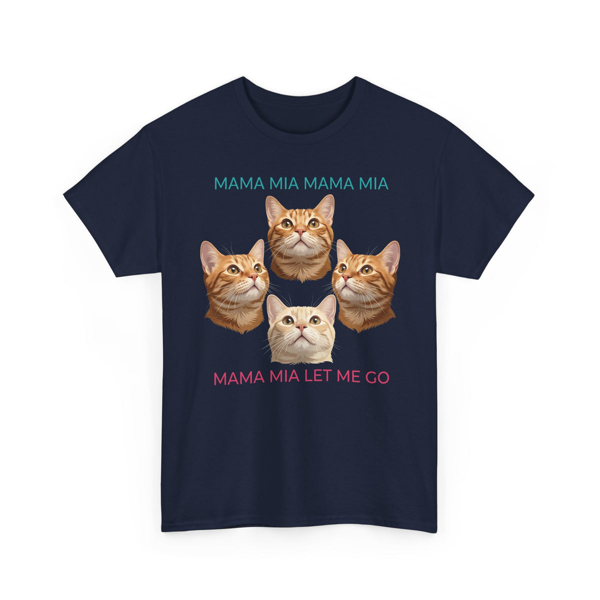 Funny Cat Rock Band T-Shirt — "Mamma Mia Let Me Go" Parody