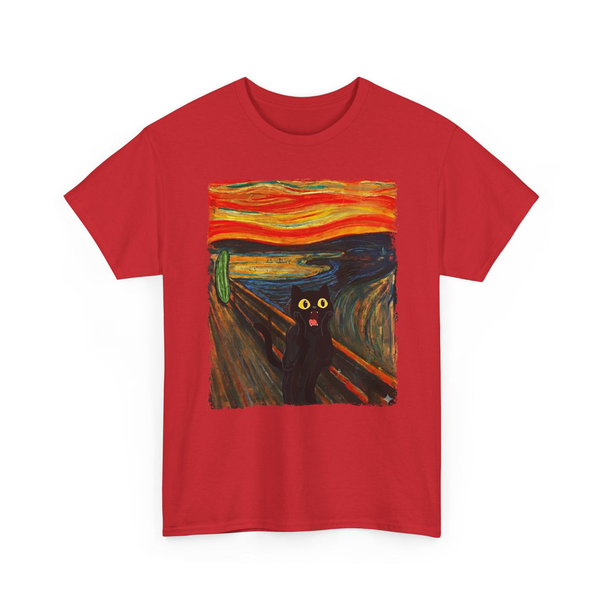 Black Cat Scream T-Shirt — Cats Scared by Cucumbers Graphic Tee