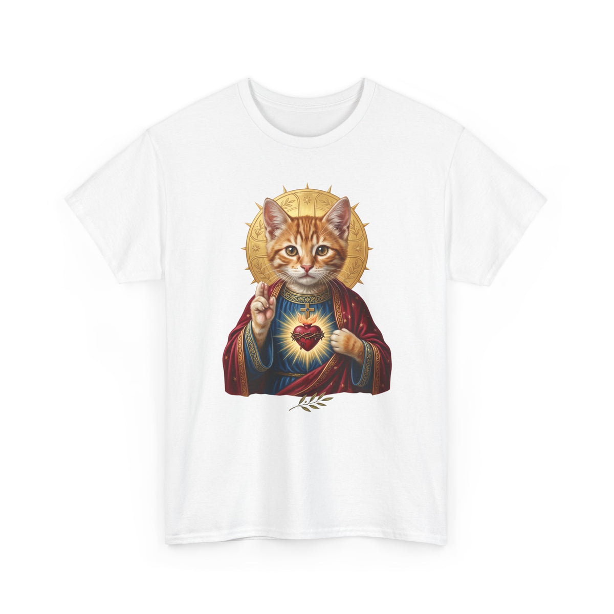 Sacred Heart Cat T-Shirt — Christian Religious Cat Lover Graphic Tee
