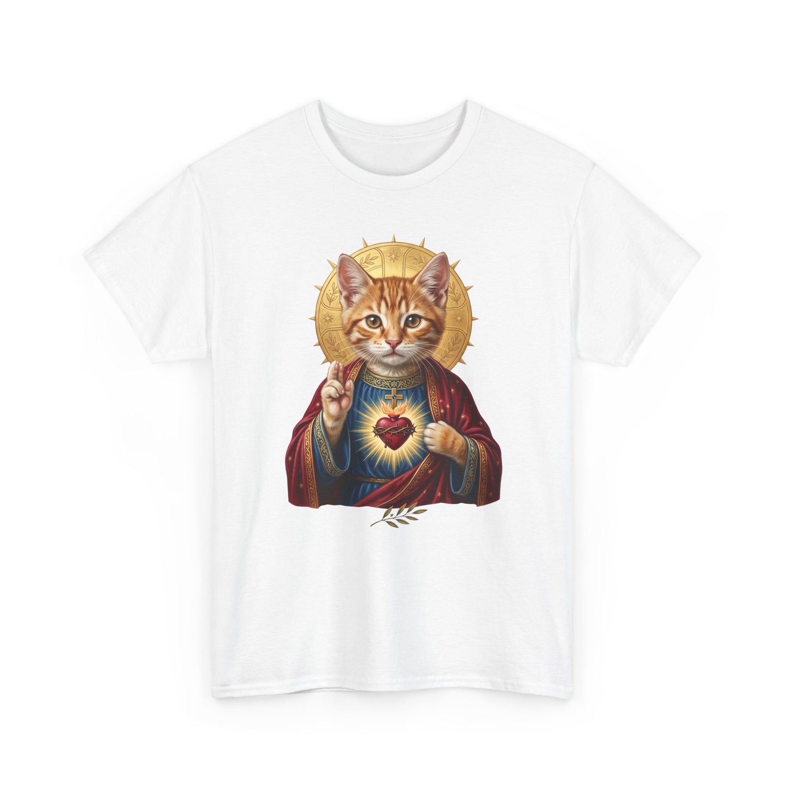Sacred Heart Cat T-Shirt — Christian Religious Cat Lover Graphic Tee