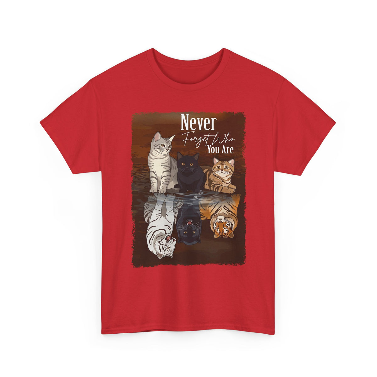 Cat T-Shirt "Never Forget Who You Are" — Reflective Trio Cat Design