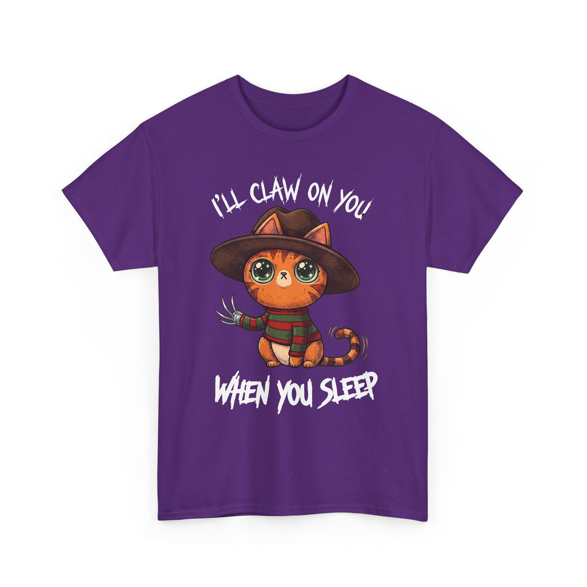 I'll Claw On You When You Sleep Freddy Cat T-Shirt — Horror Movie Parody Tee