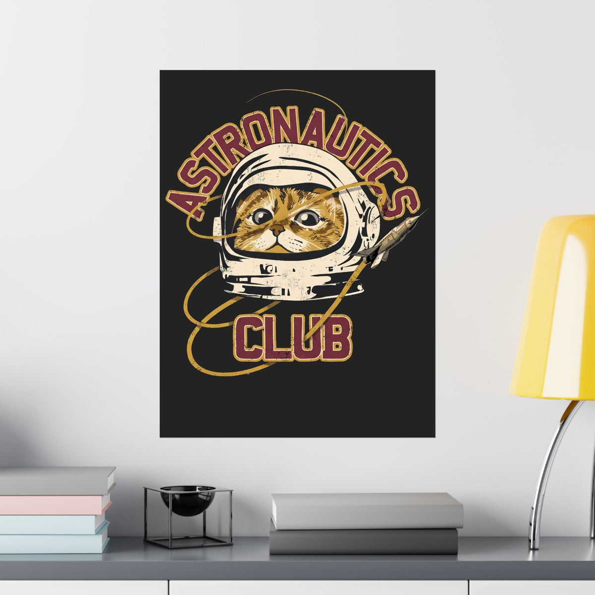 Astronautics Club Poster — Retro Space Cat Astronaut Graphic Poster