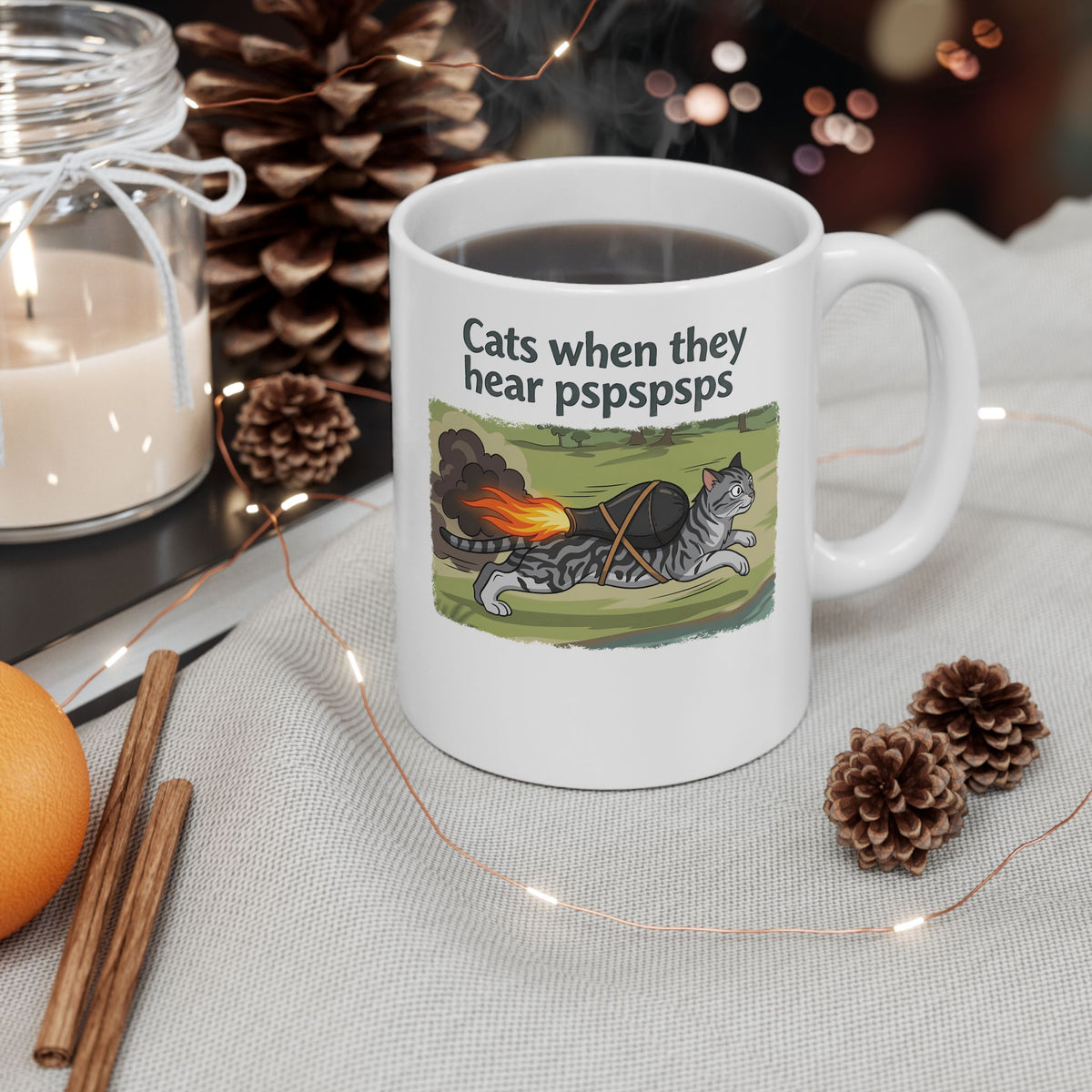 Cats When They Heard 'pspspsps' Ceramic Mug