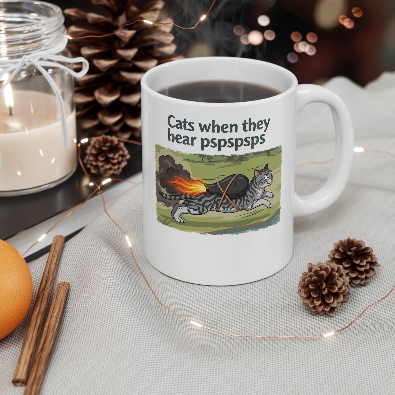 Cats When They Heard 'pspspsps' Ceramic Mug