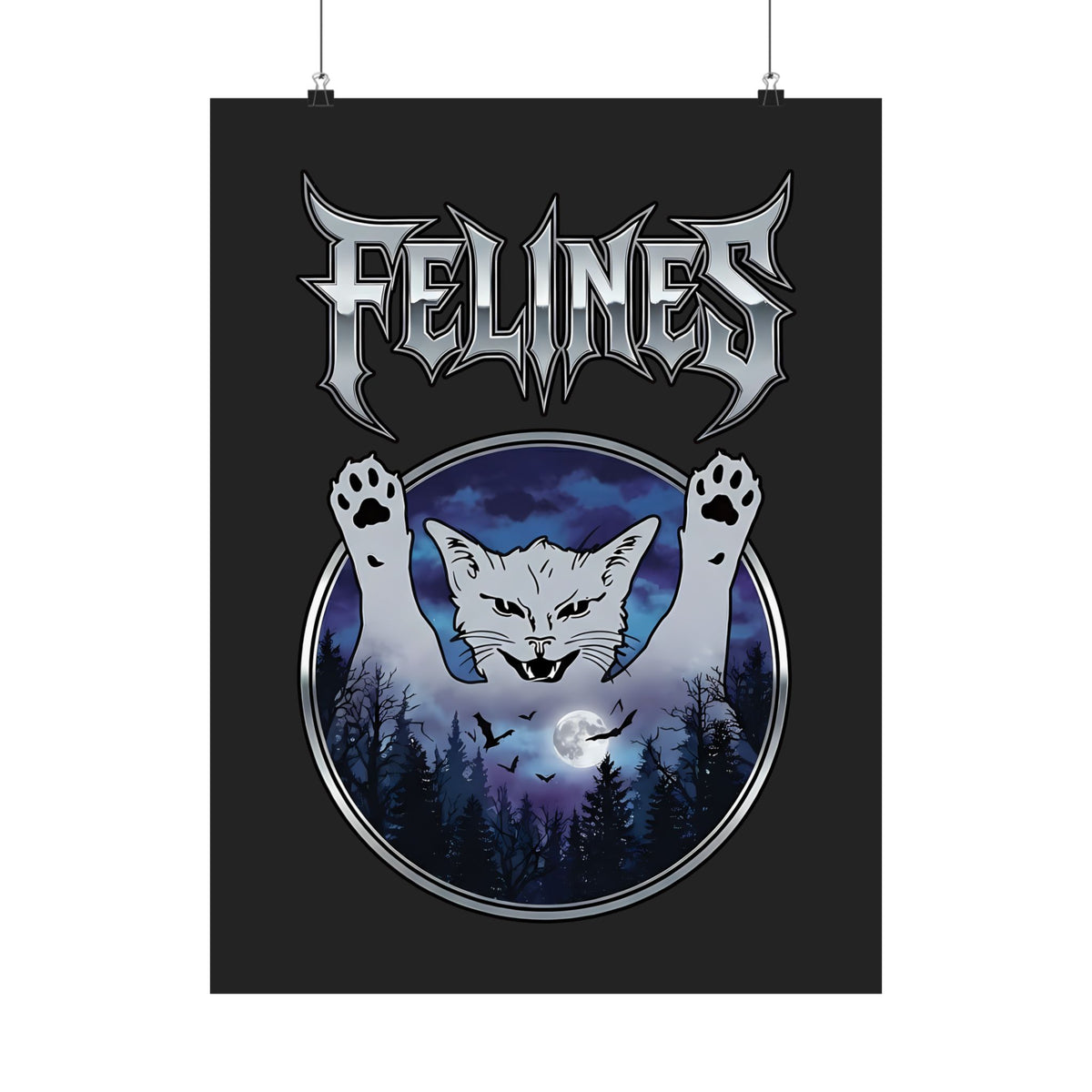 Felines Ghost Poster — Spooky Cat Graphic Poster