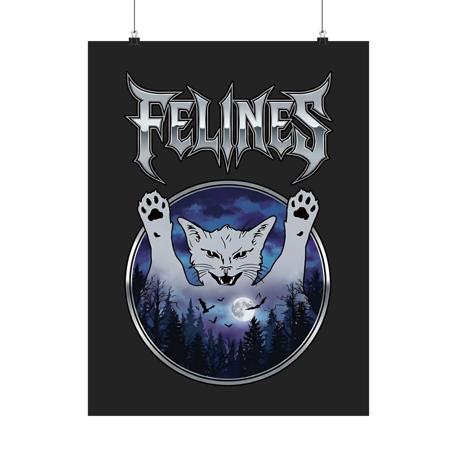 Felines Ghost Poster — Spooky Cat Graphic Poster