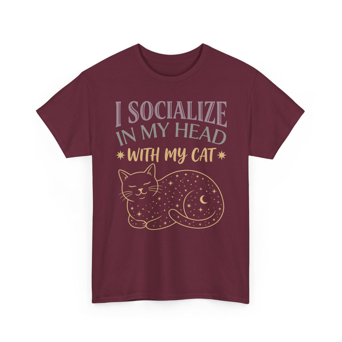 I Socialize in My Head With My Cat T-Shirt — Funny Cat Lover Tee