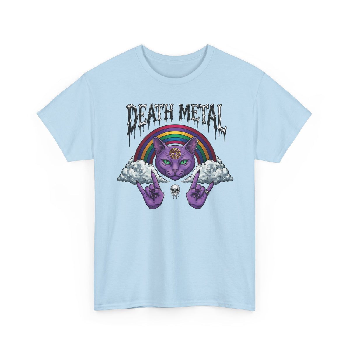 Death Metal Cat T-Shirt — Gothic Black Cat Tee for Metal Fans