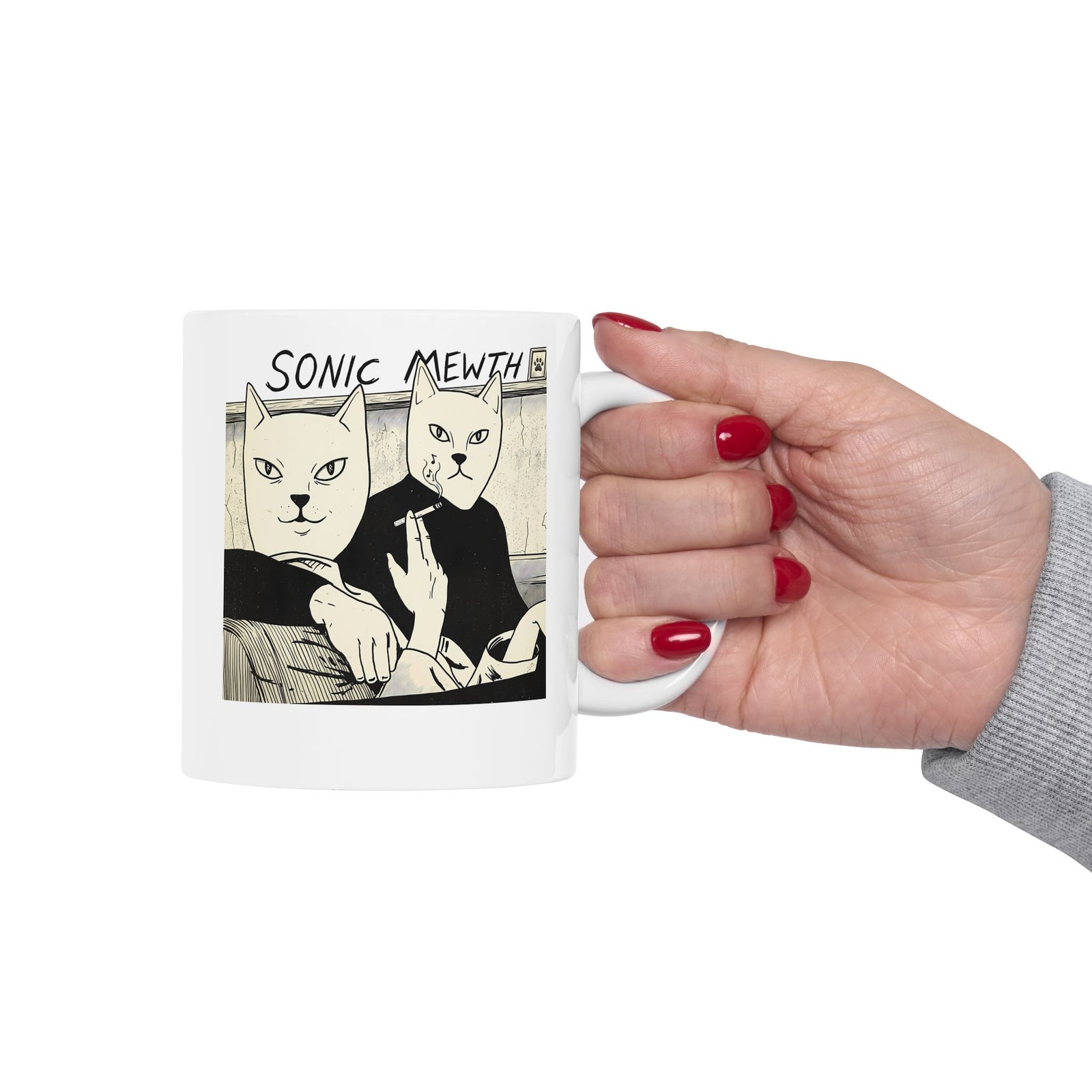 Funny Cat Parody Ceramic Mug — Cute Satirical Cat Mug