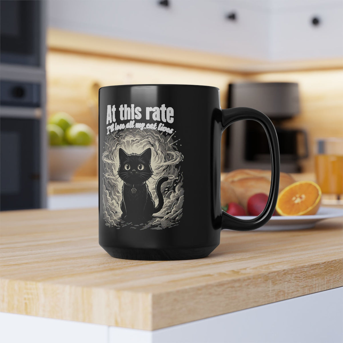 Apocalypse Cat Black Mug Post-Apocalyptic Cat Graphic Mug
