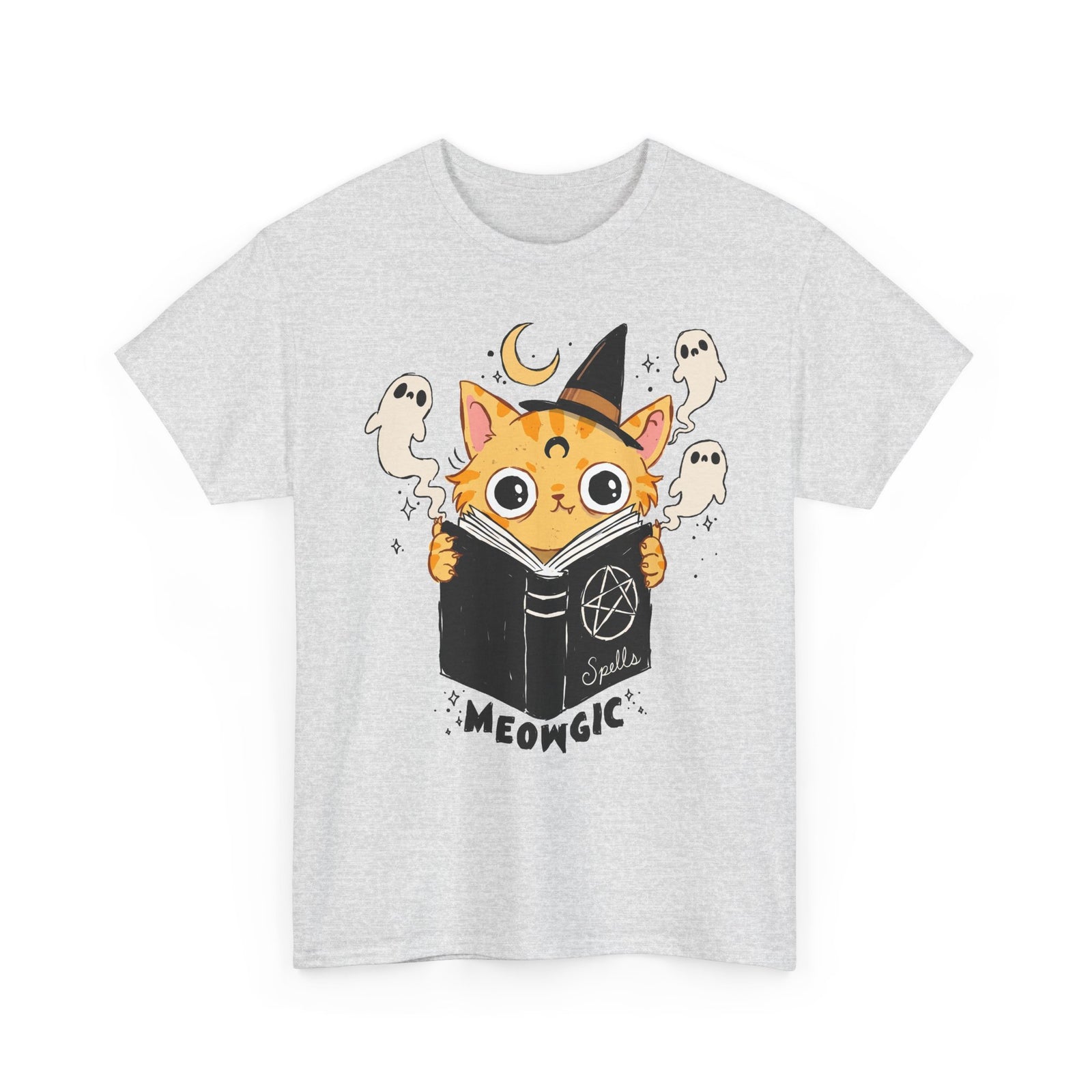 Meowgic Spellbook Orange Cat — Cute Witchy Halloween Graphic Art