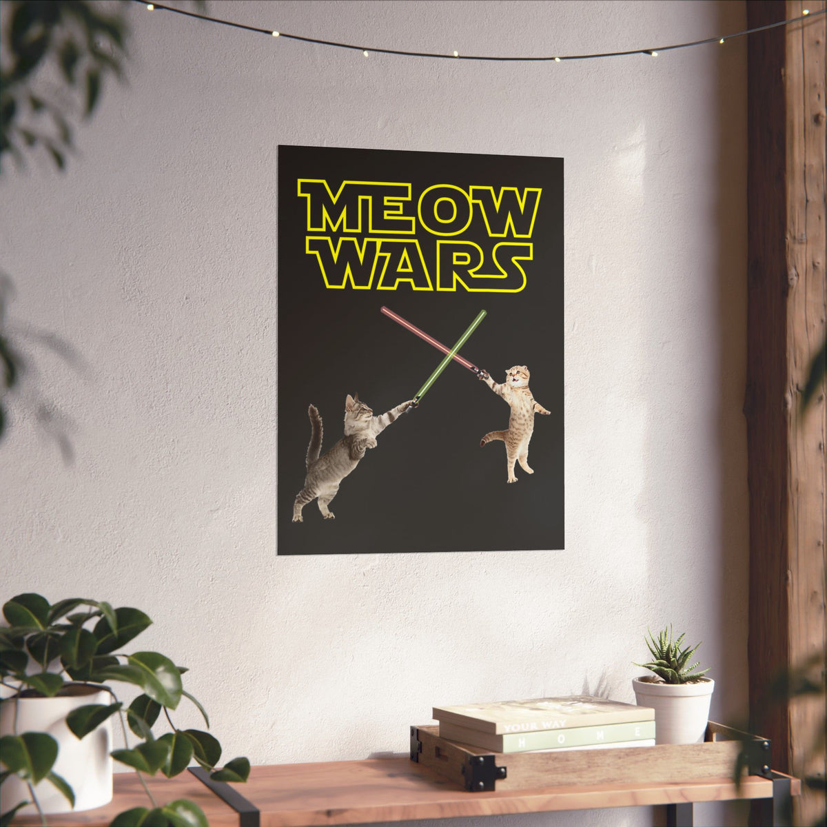 Meow Wars Poster — Funny Cat Lightsaber Poster