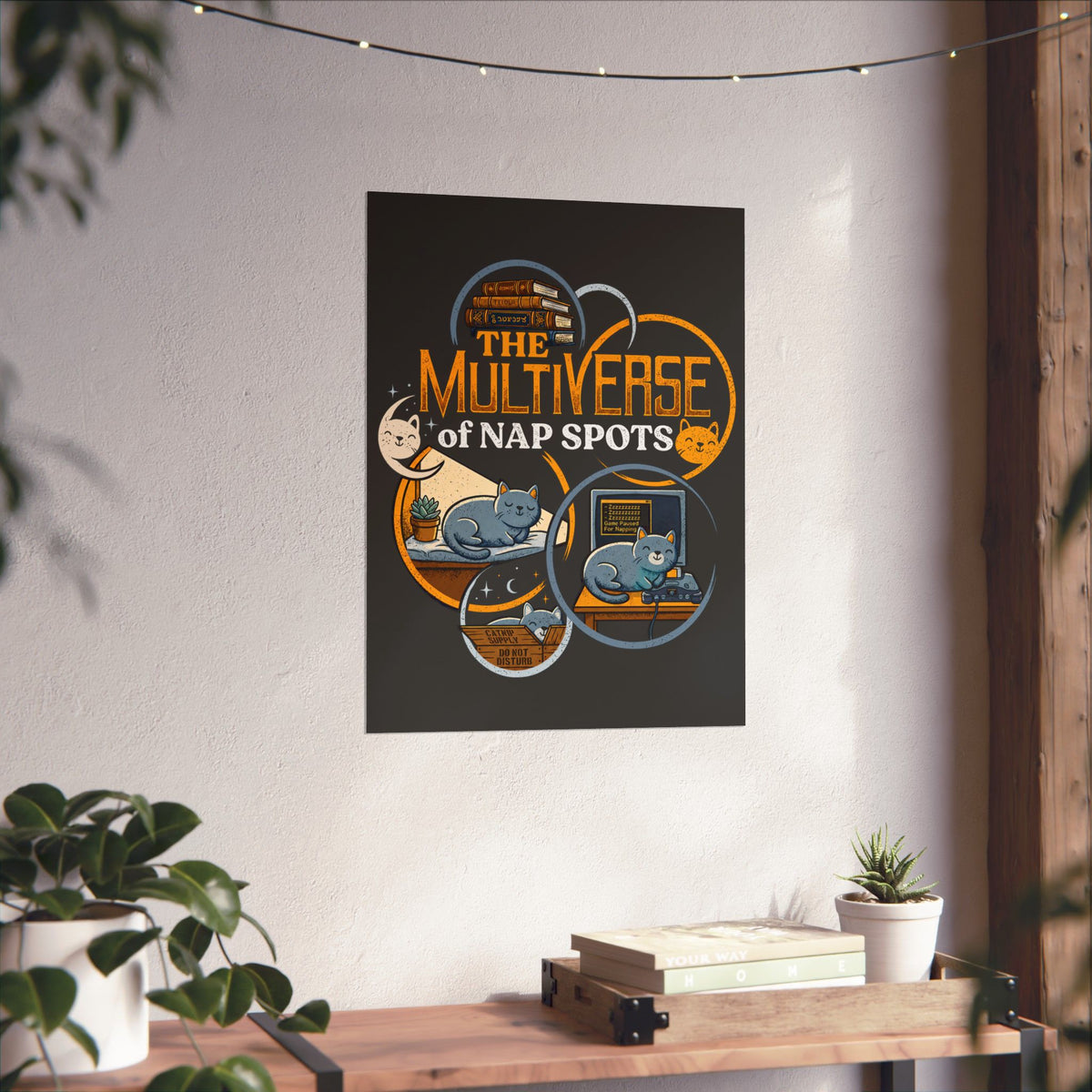 Multiverse Nap Spots Cute Cat Poster — Cute Cat Nap Graphic Poster