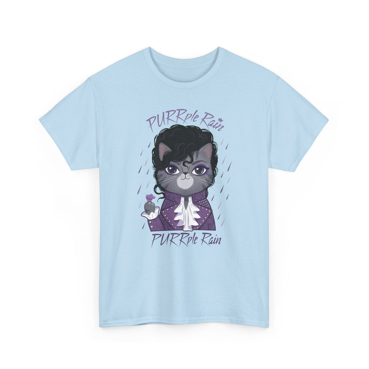 Purrple Rain Cat Parody T-Shirt — Cute Cat 'Purrple Rain' Graphic Tee