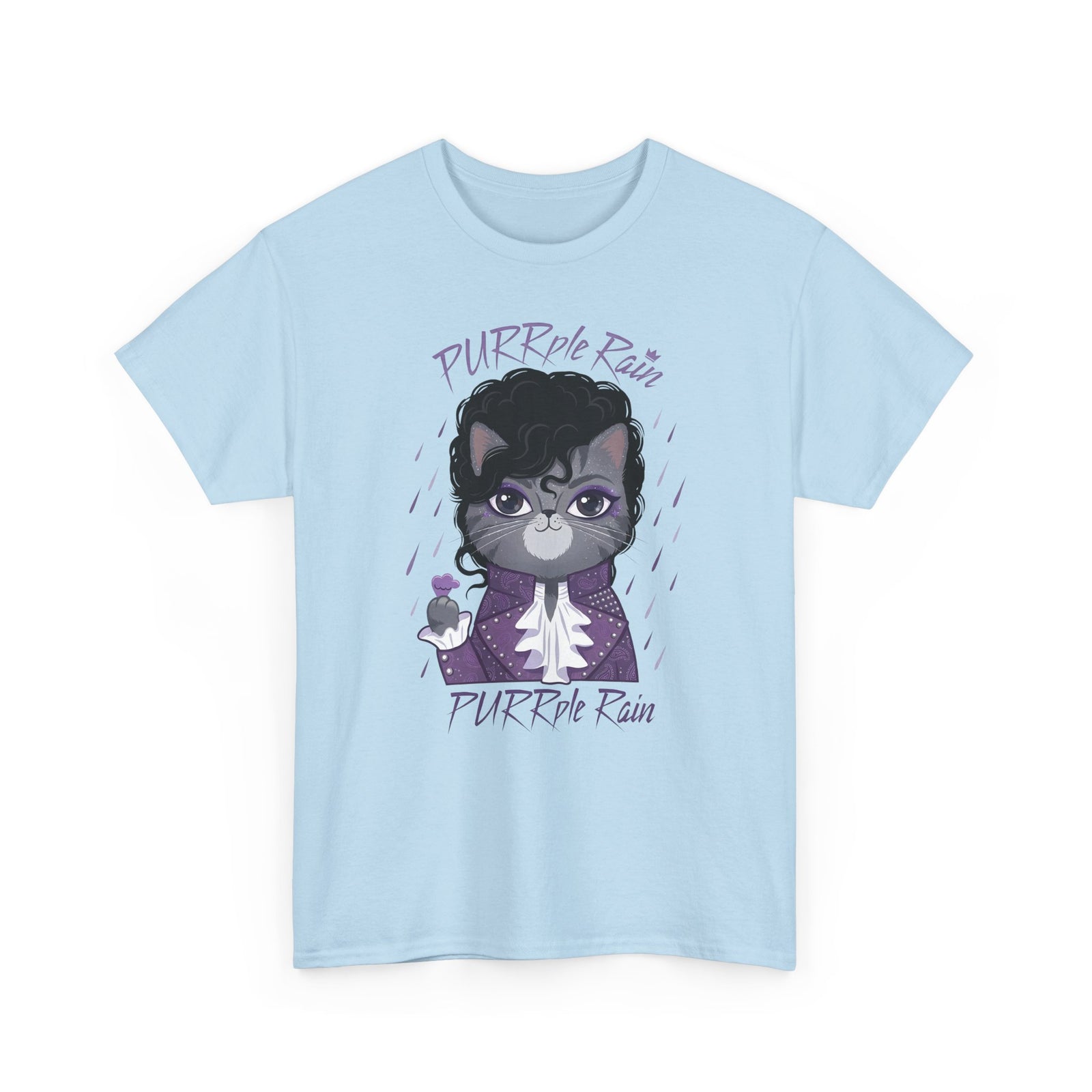 Purrple Rain Cat Parody T-Shirt — Cute Cat 'Purrple Rain' Graphic Tee