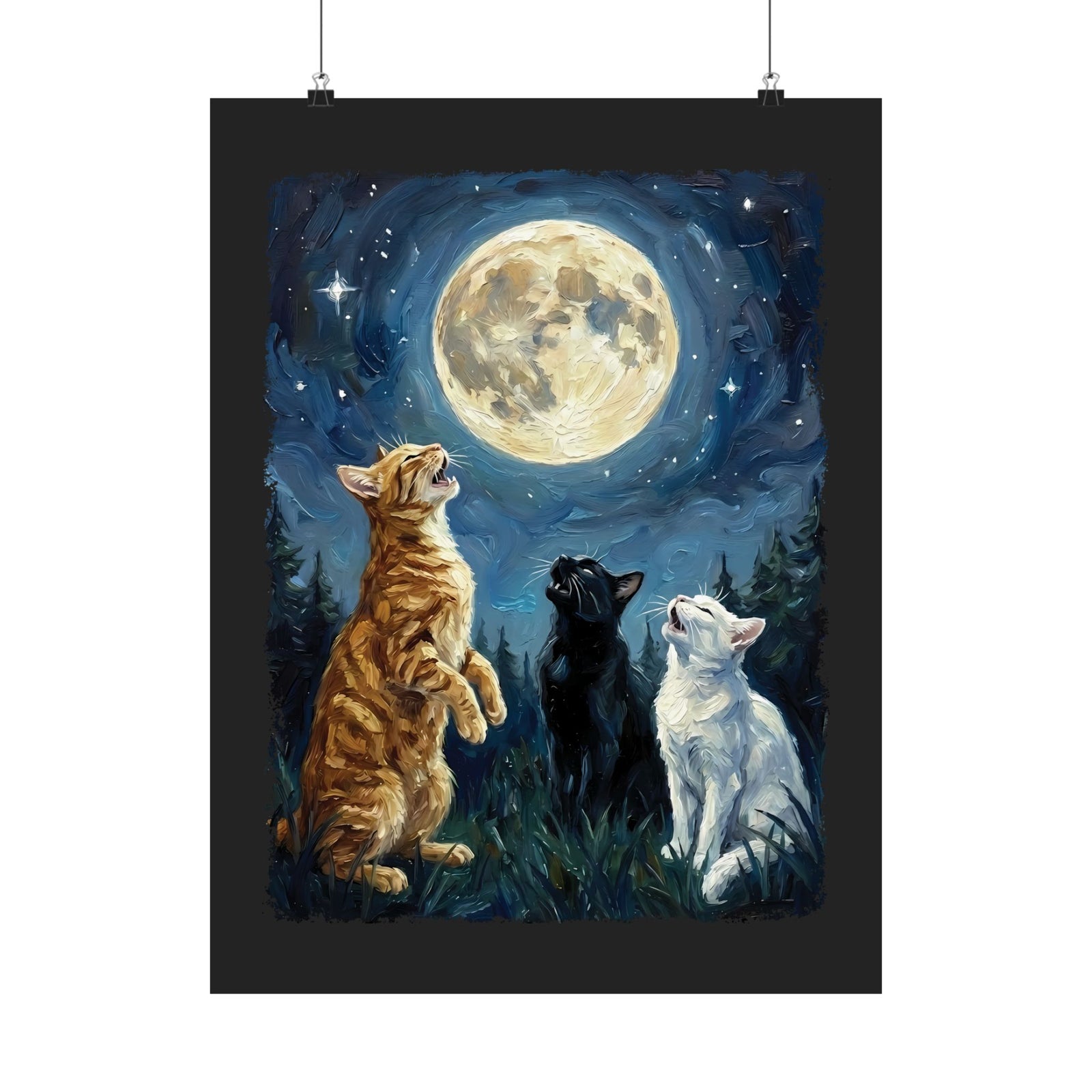 Cats Howling at the Moon Poster