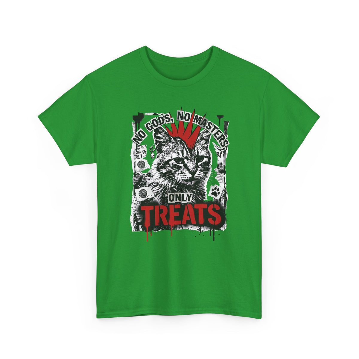 Punk Cat Tee — “No Gods No Masters, Only Treat” Graphic T-Shirt