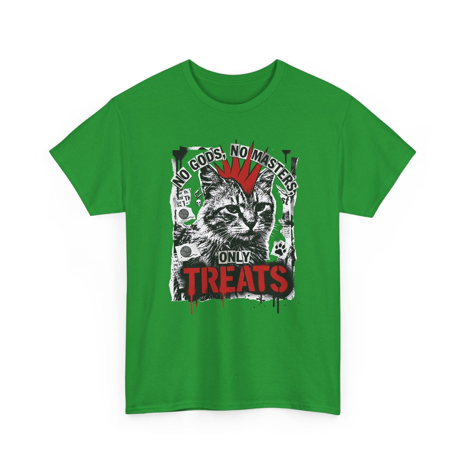 Punk Cat Tee — “No Gods No Masters, Only Treat” Graphic T-Shirt