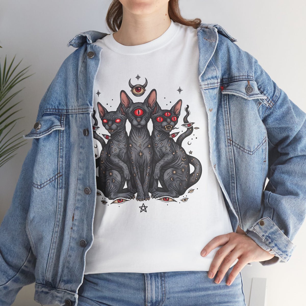 Occult Sphynx Trinity Shirt — Gothic Esoteric Hairless Cat T-Shirt