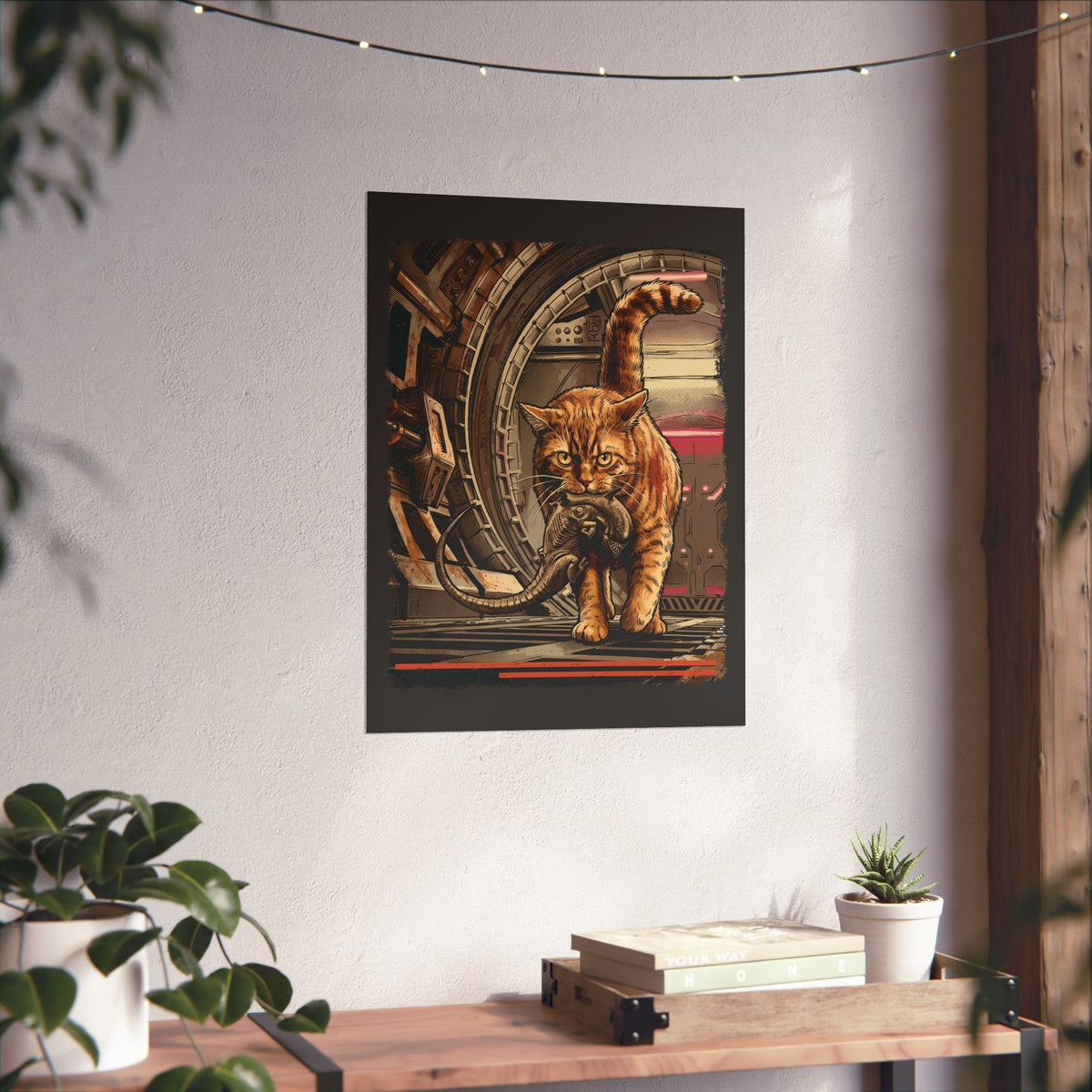 Alien Pest Control Cat Poster — Retro Sci-Fi Space Wall Art