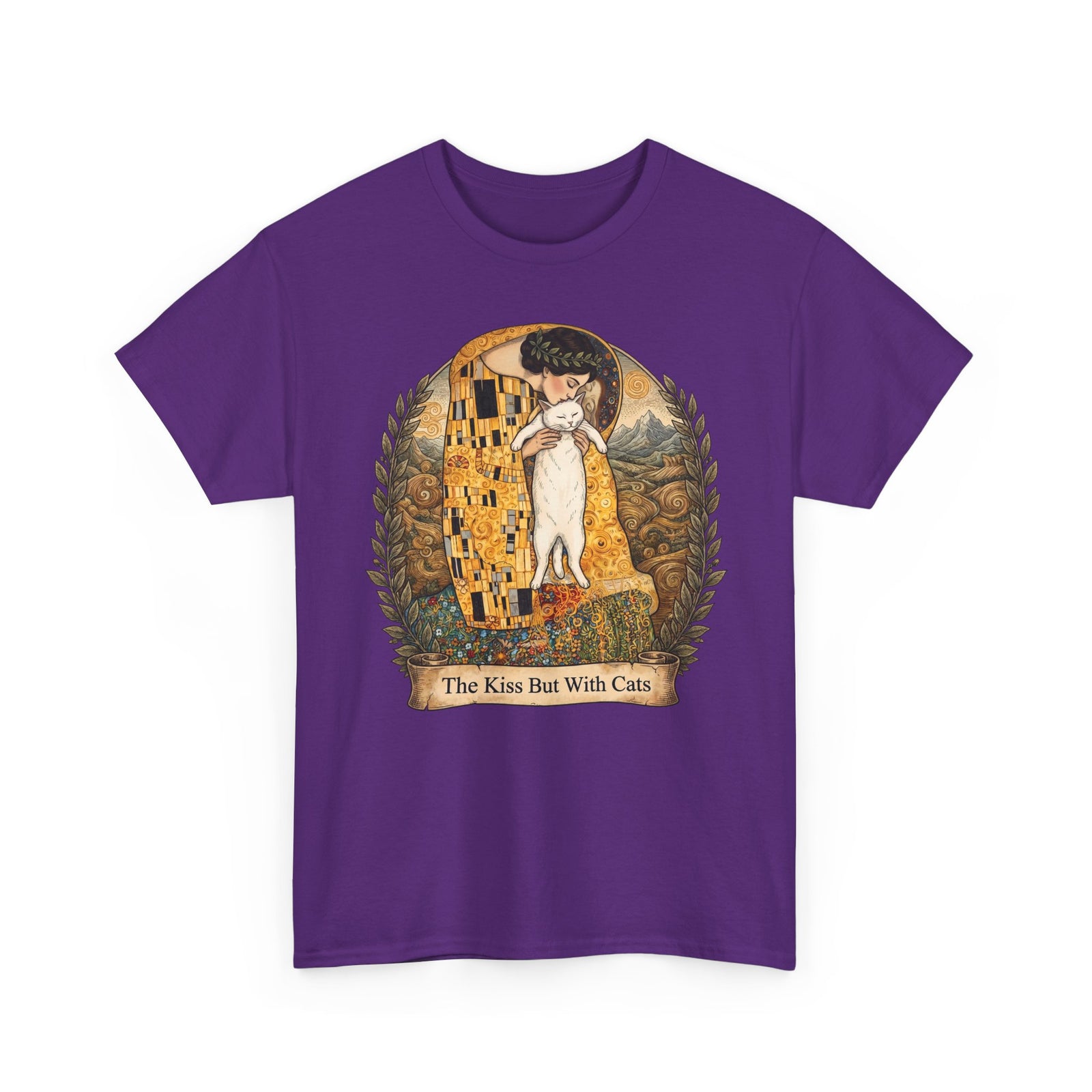 The Kiss But With Cats T-Shirt — Gustav Klimt Fine Art Parody Tee