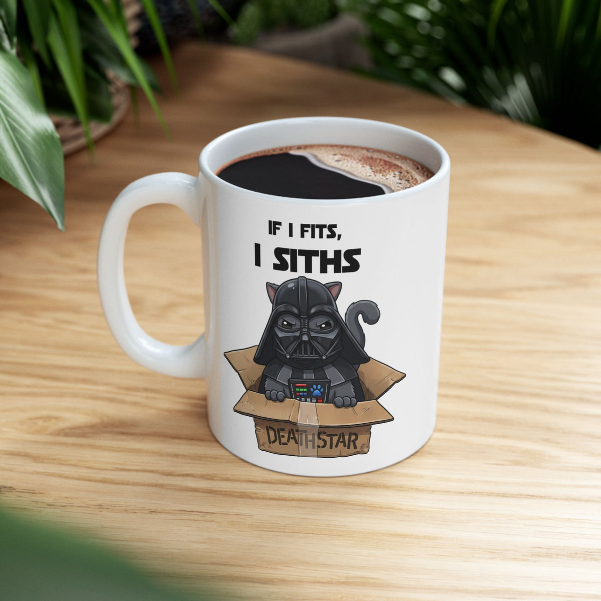 Space Villain Kitten Retro Galaxy Cat Ceramic Mug Funny Cat in Box Graphic Mug