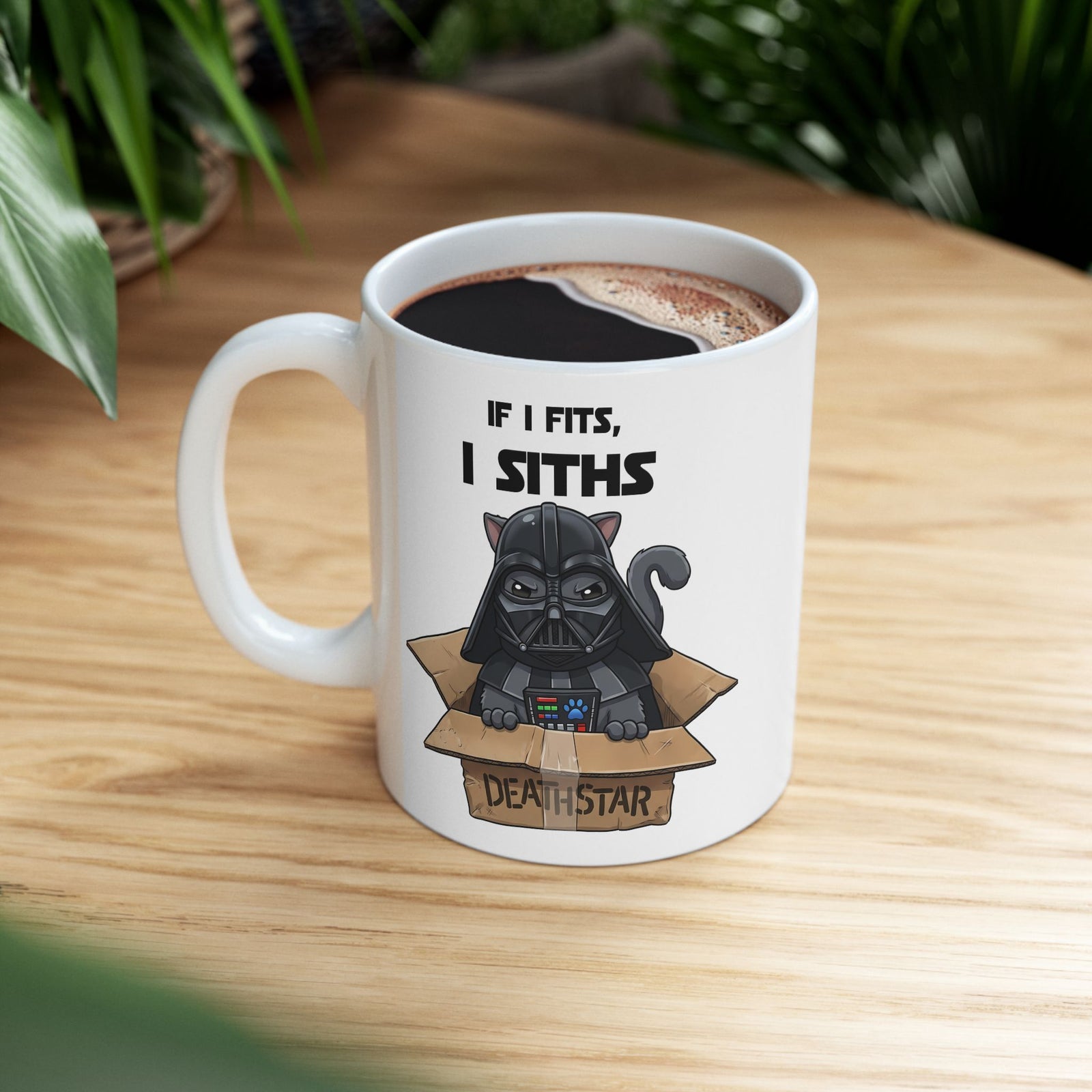 Space Villain Kitten Retro Galaxy Cat Ceramic Mug Funny Cat in Box Graphic Mug