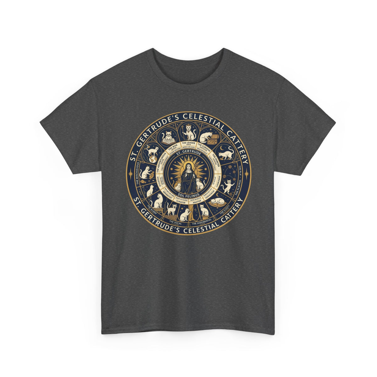 Saint Gertrude Gothic Cat Zodiac T-Shirt