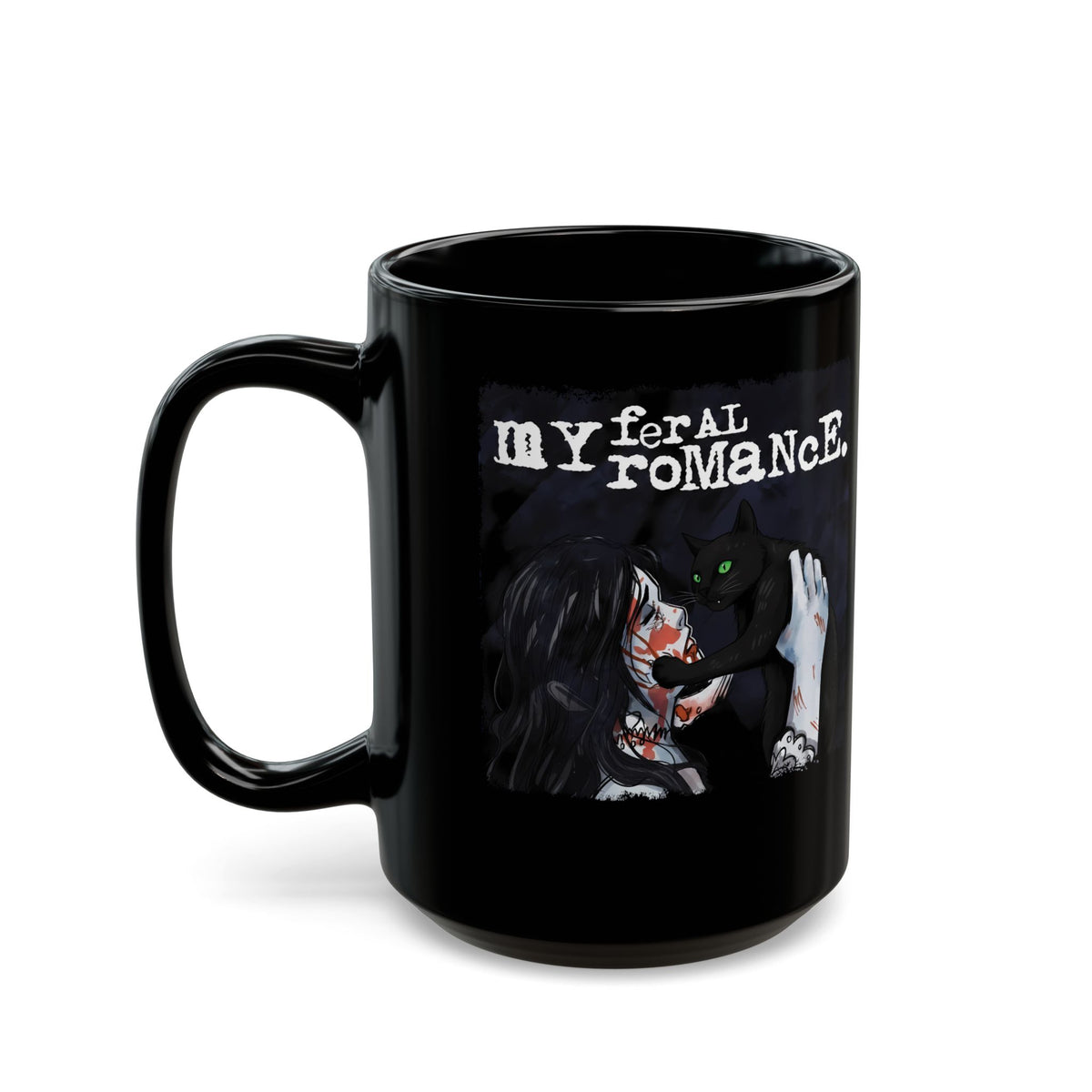 Cat Romance Mug  Cute Cat & Human Love Illustration