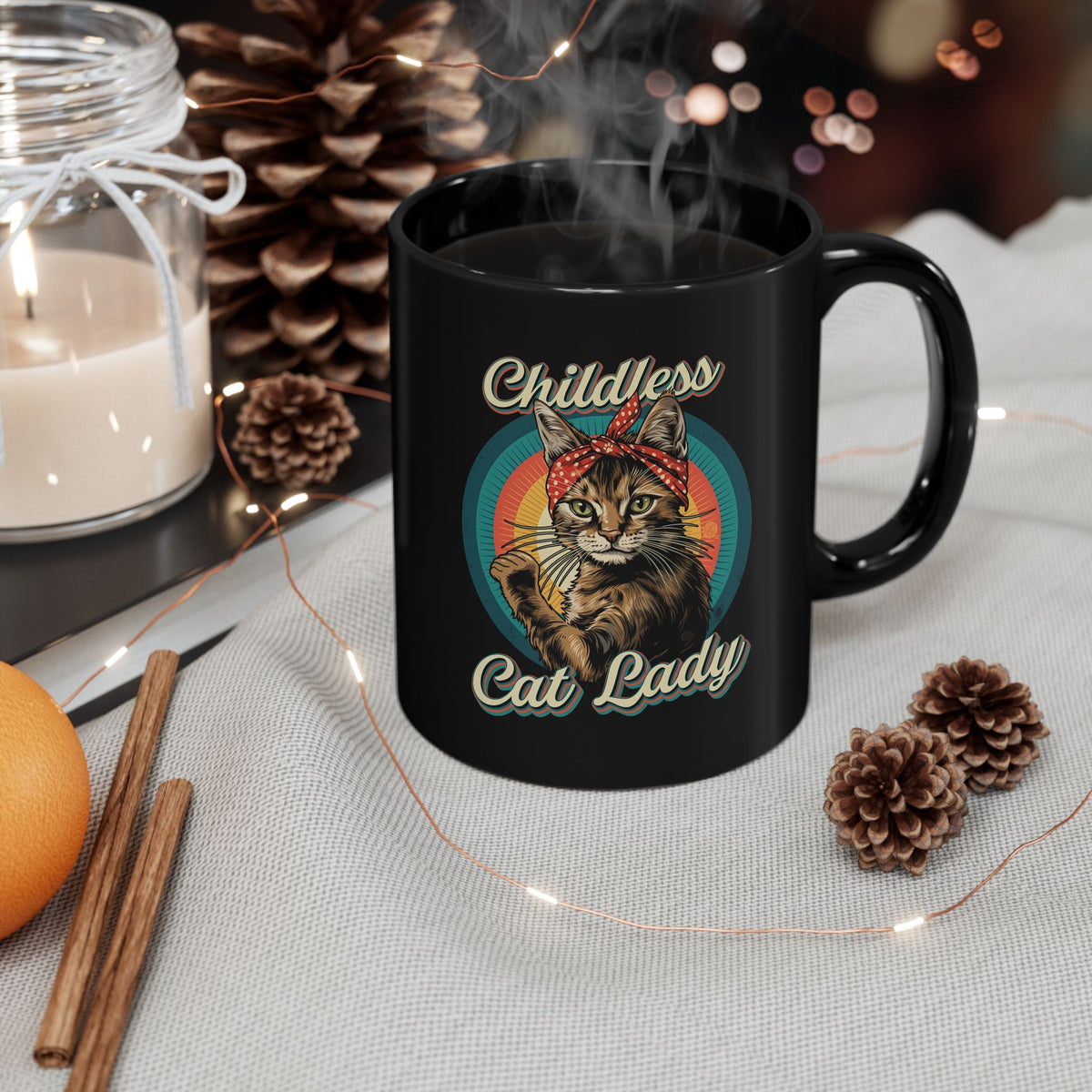 Childless Cat Lady Black Mug — Funny Cat Lover Mug