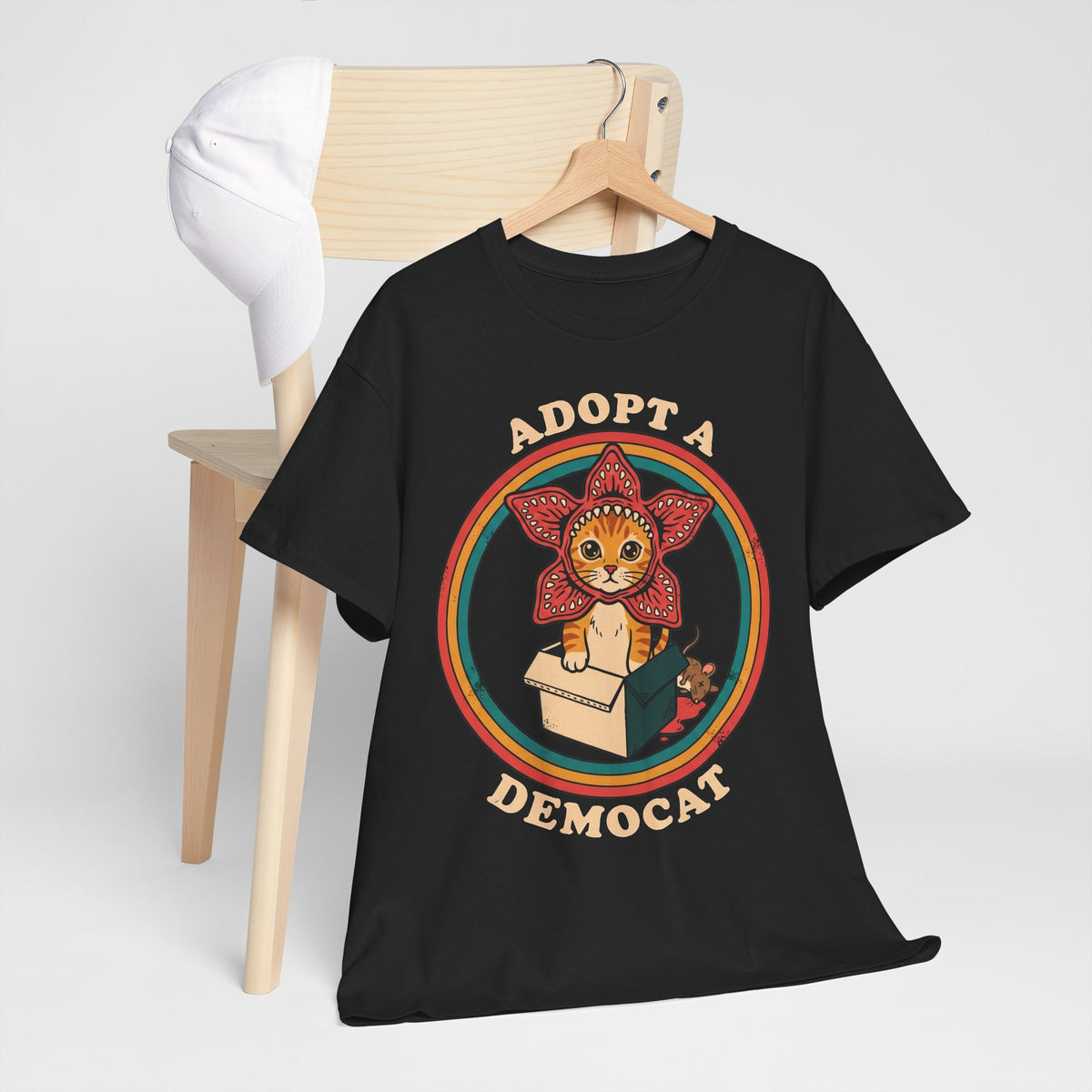 Adopt A Democat T-Shirt — Stranger Things Parody Orange Tabby Tee
