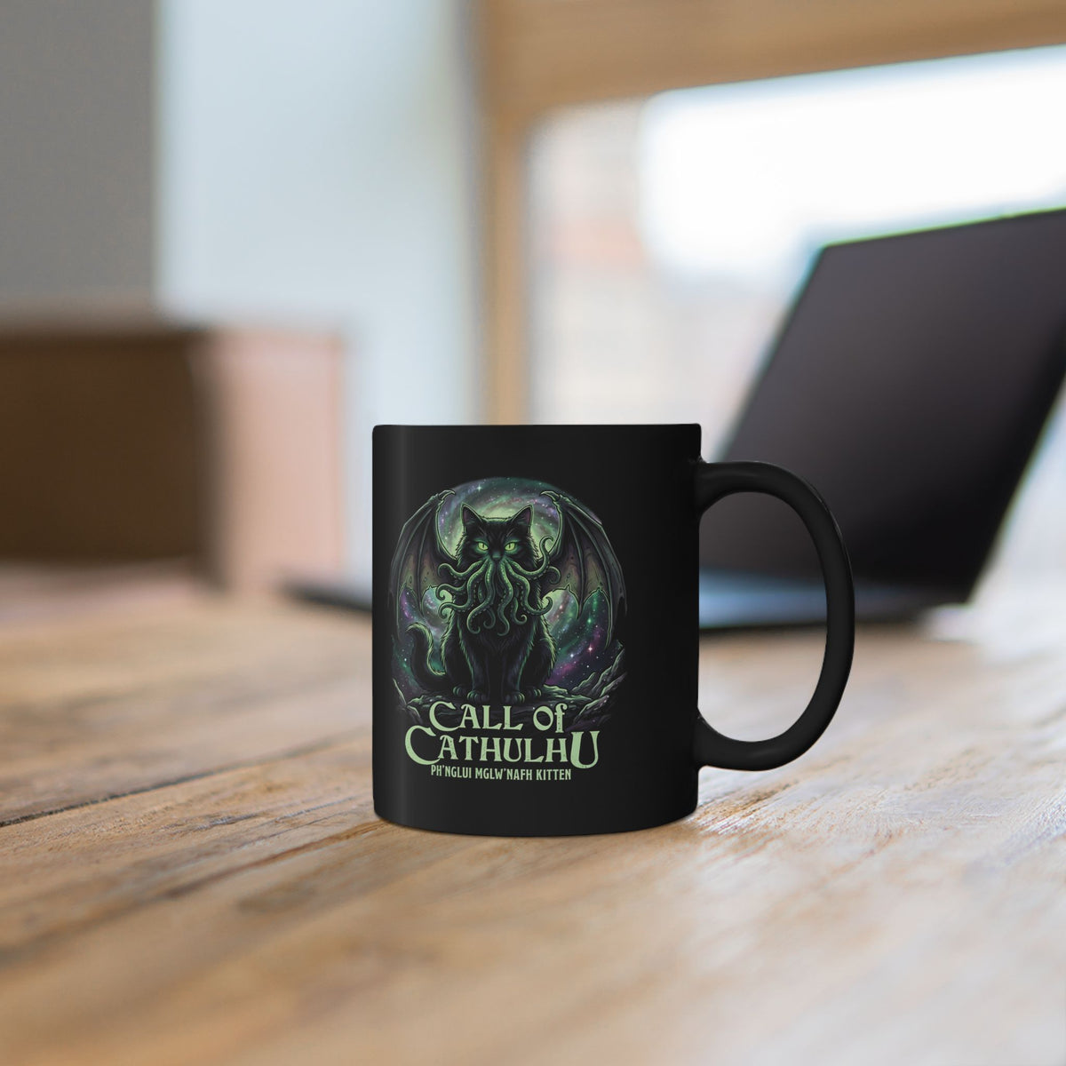 Cathulhu Black Mug — Cute Cthulhu Cat Graphic Mug