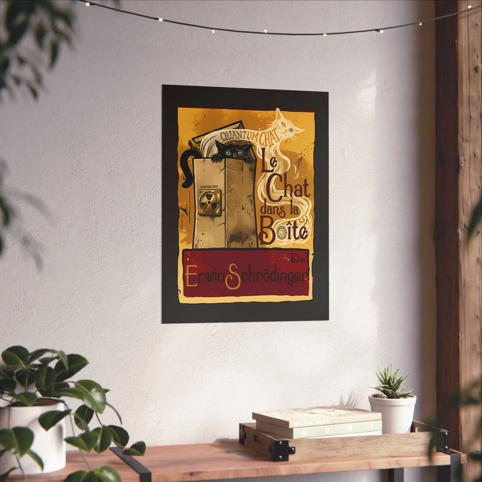 Le Chat dans la Boite Cat Poster — Cute French Cat Graphic Poster