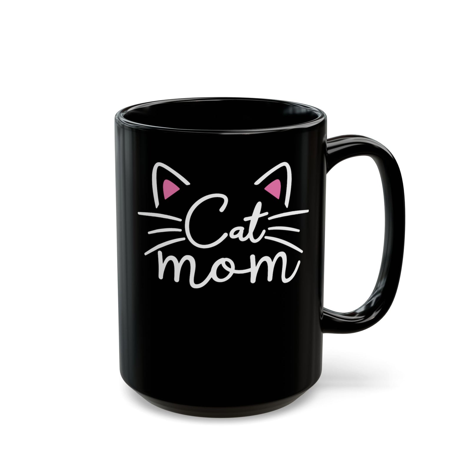 Cat Mom Black Mug - Cute Cat Lover Gift for Women