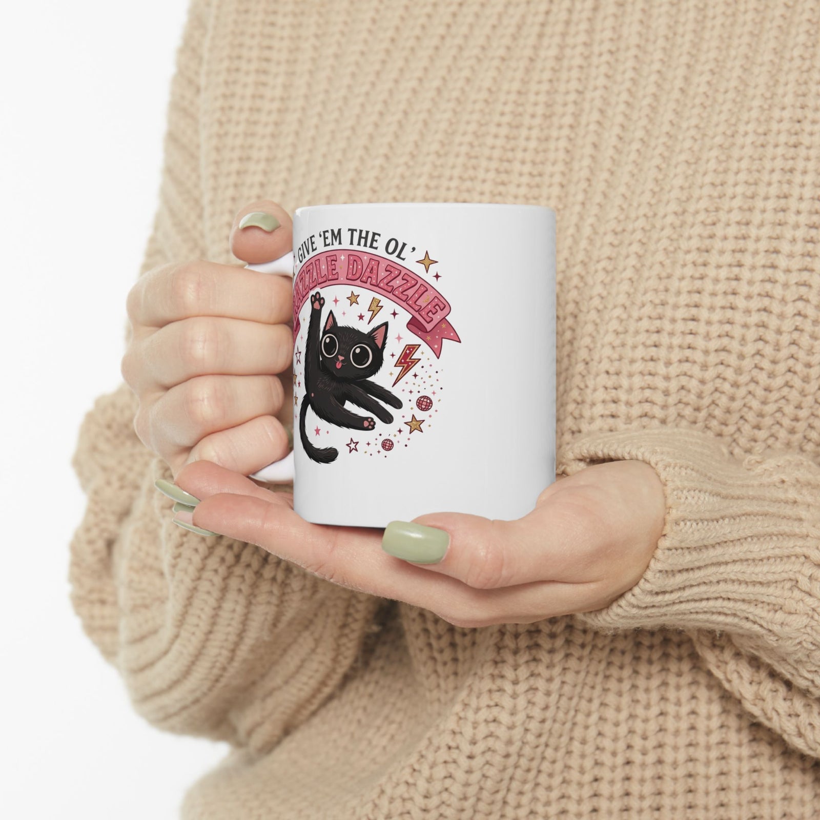 Razzle Dazzle Cat Ceramic Mug — Give 'em the Ol' Razzle Dazzle