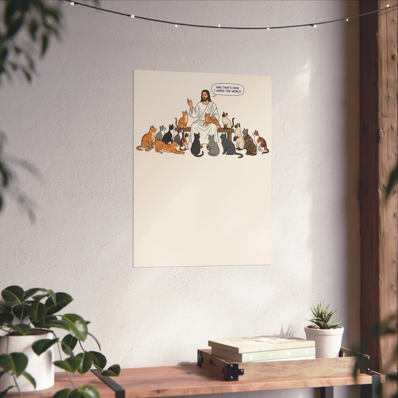 Cats & Jesus Poster — Faith + Feline Graphic Poster