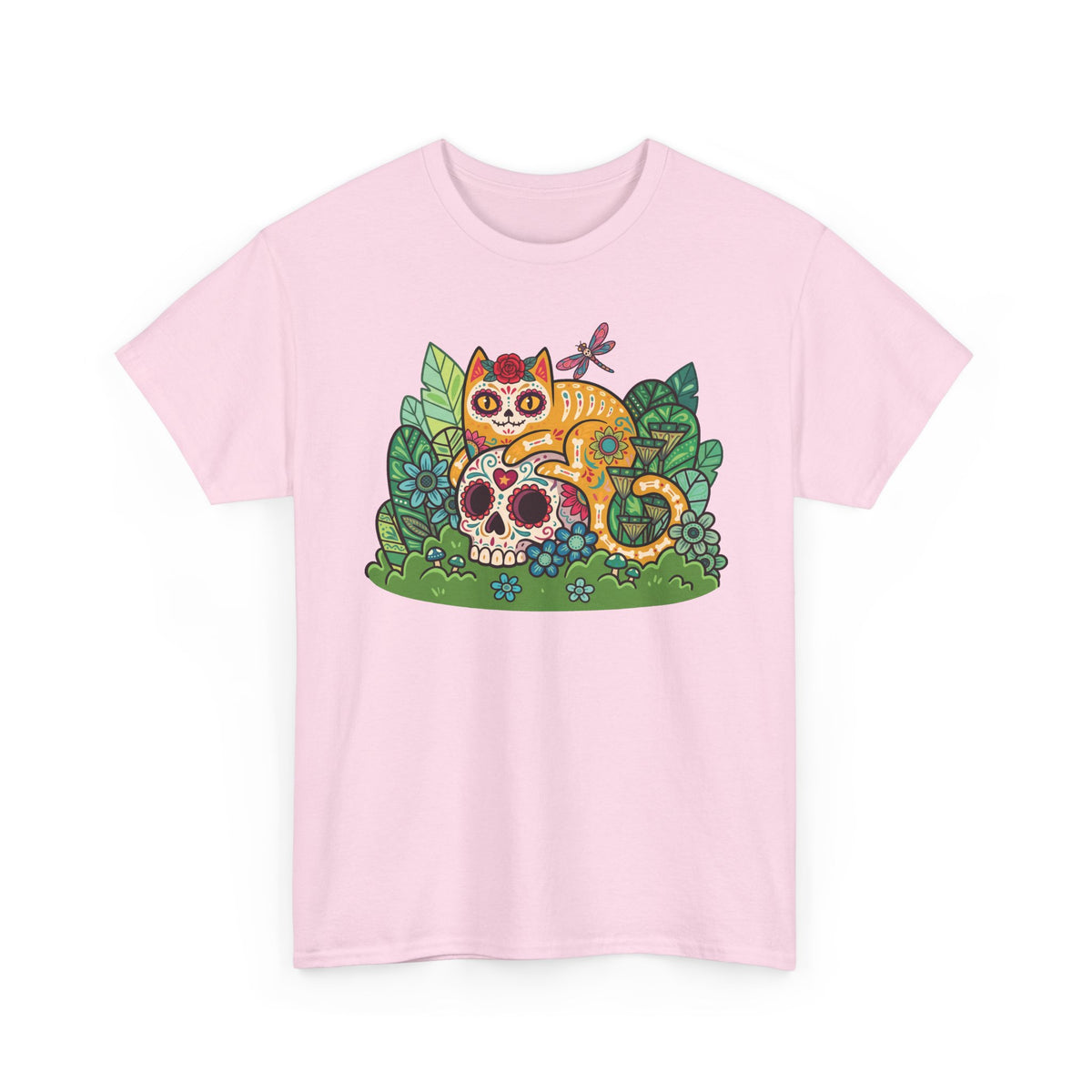Sugar Skull Cat T-Shirt — Day of the Dead Calavera Feline Tee