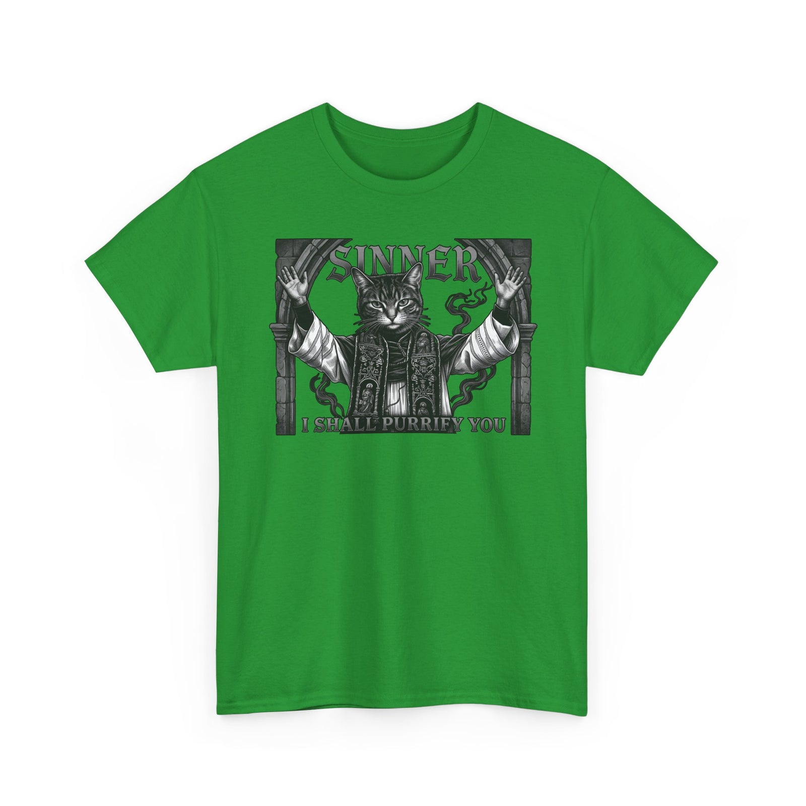 Sinner Shall I Purrify You Cat Tee — 'Purriest' Funny Gothic Cat Shirt