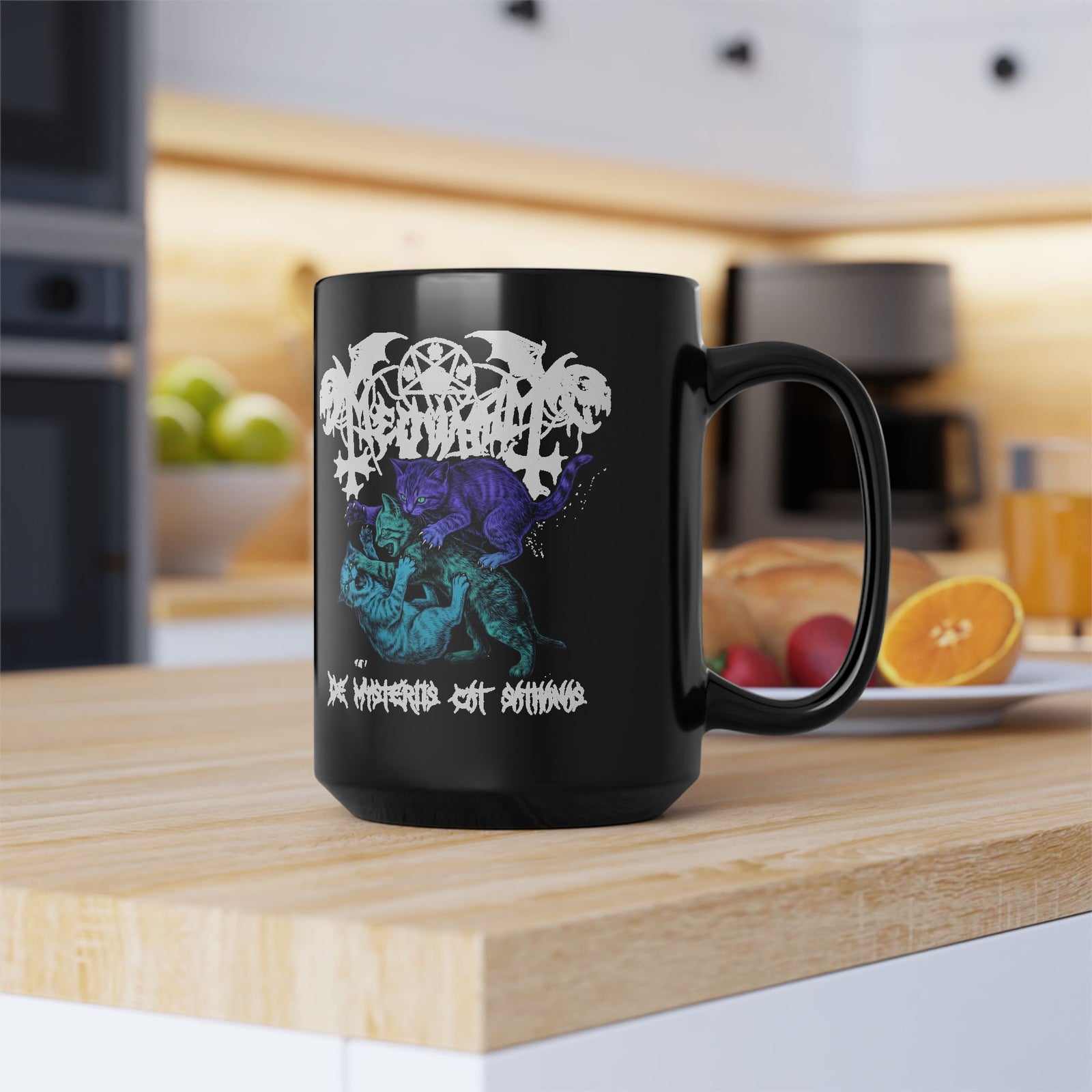 Meowmetal Cat Rock Black Mug